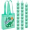 BLUE PANDA 24-Pack Small Dinosaur Tote Party Favor Bags - 6.5 x 7 x 1.8 in Green Non-Woven with Handles - Reusable Dino Goodie & Gift Bags for Kids Birthday - Dinosaur Birthday Decorations